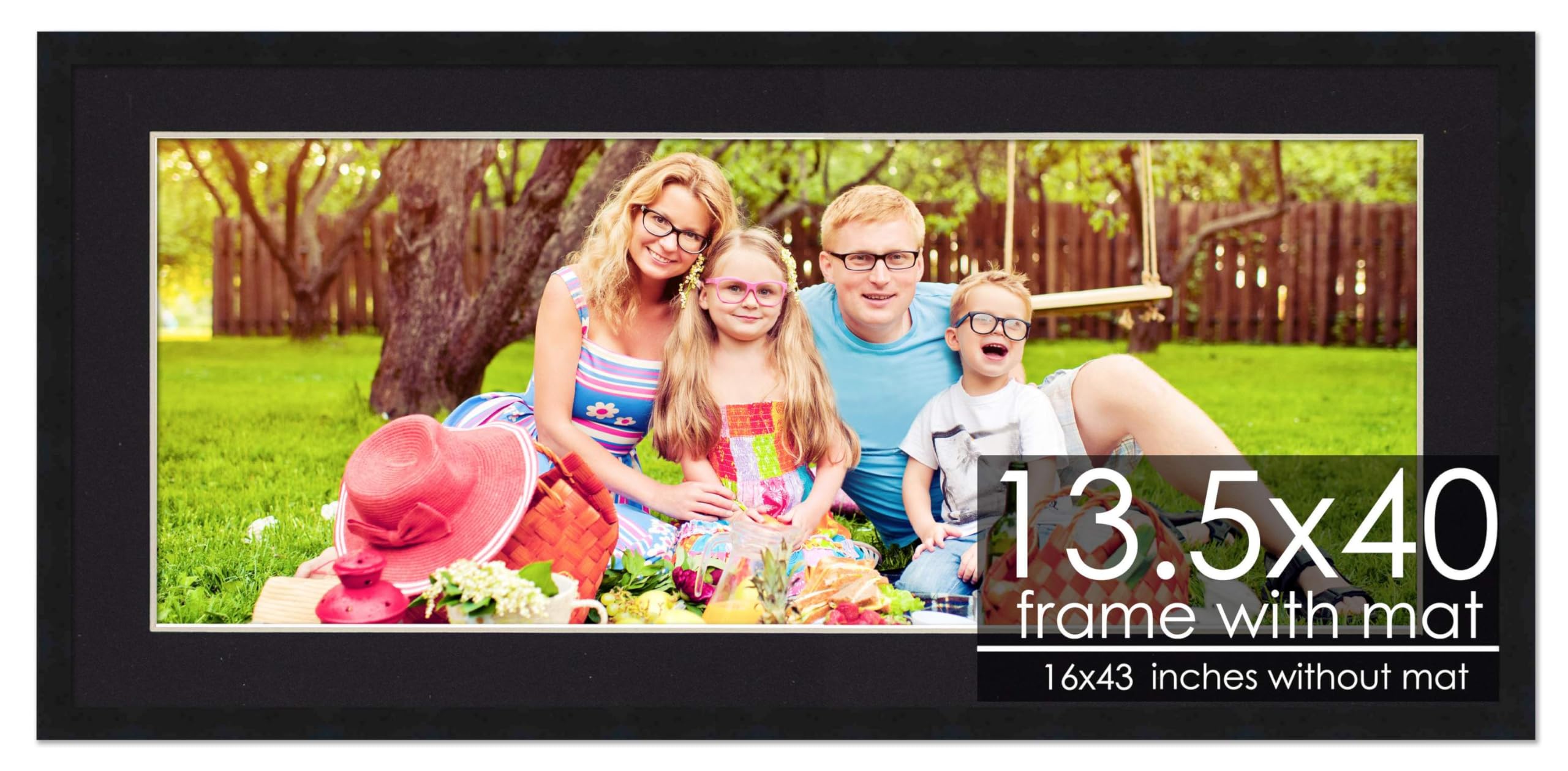 Amazon.com - 13.5x40 Frame with Mat - Black 16x43 Frame Wood Made